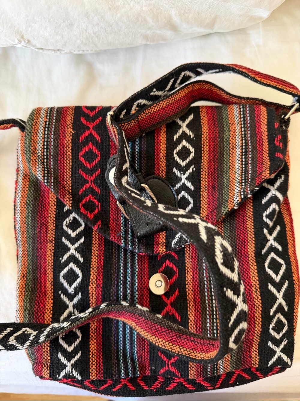 Handwoven Multicolor Stripe Crossbody Bag